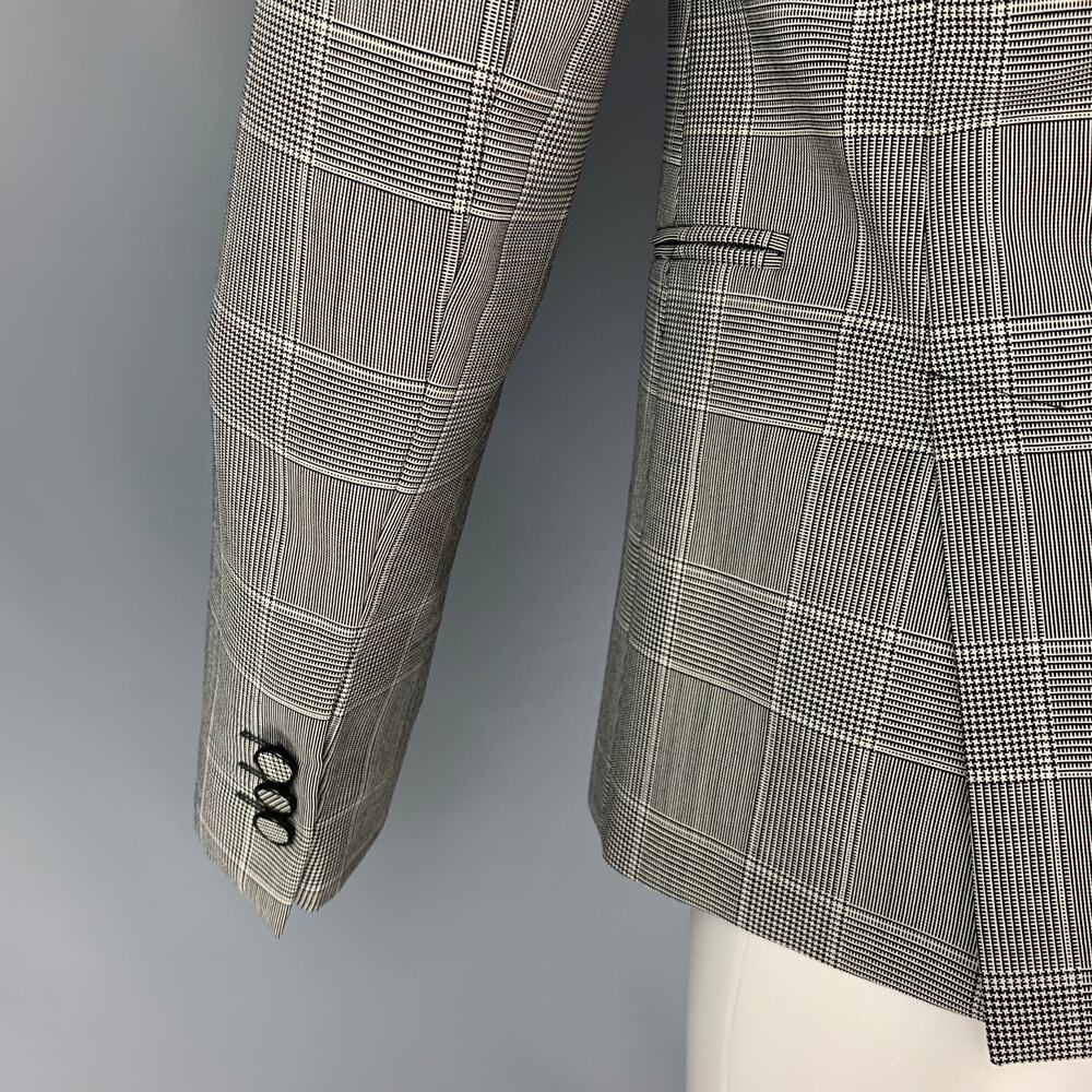 EMPORIO ARMANI Size 38 Black White Glenplaid Wool Mohair Sport Coat - Picture 4 of 7